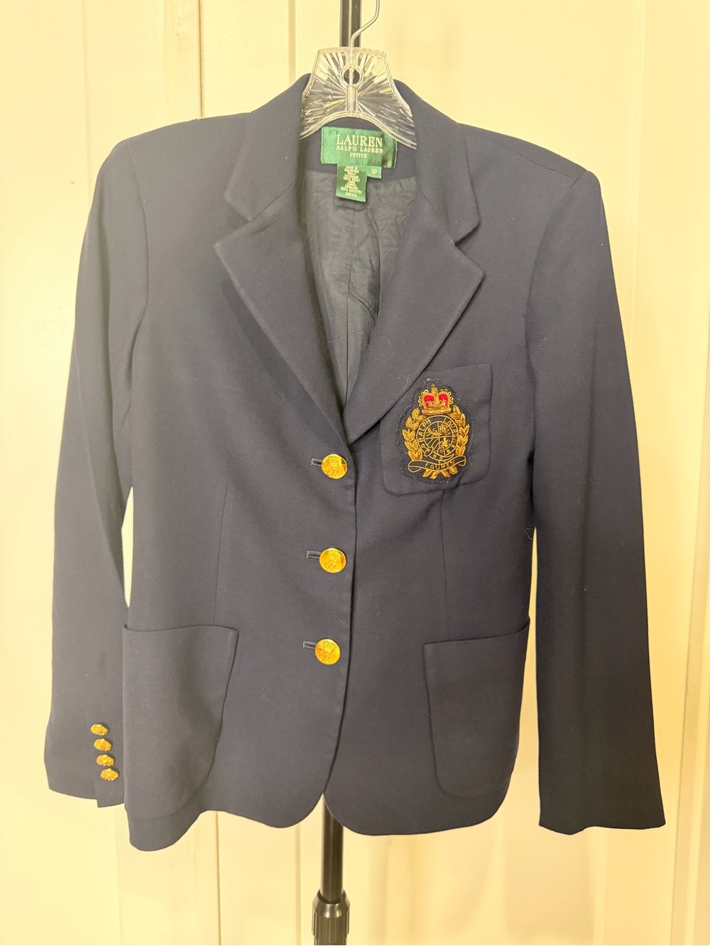 Ralph Lauren Navy Blazer with Gold Crest - Picture 4 of 9